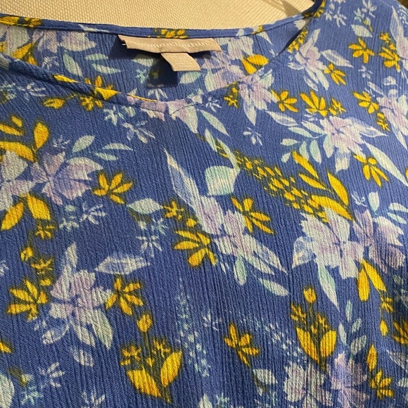 Woman Within Blue and Yellow Floral Crinkle Texture 1X Dress for any Events - Picture 7 of 7